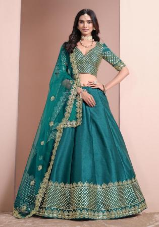 Picture of Enticing Silk Teal Lehenga Choli