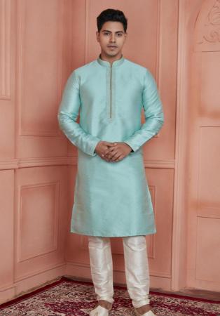 Picture of Alluring Silk Medium Aqua Marine Kurtis & Tunic
