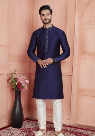 Picture of Lovely Silk Navy Blue Kurtis & Tunic