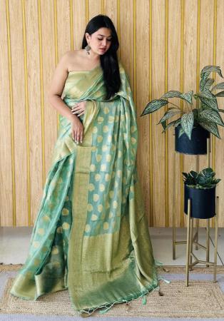 Picture of Pleasing Silk Dark Olive Green Saree