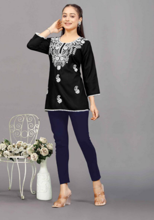 Picture of Elegant Rayon Black Kurtis & Tunic