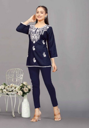 Picture of Fascinating Rayon Navy Blue Kurtis & Tunic