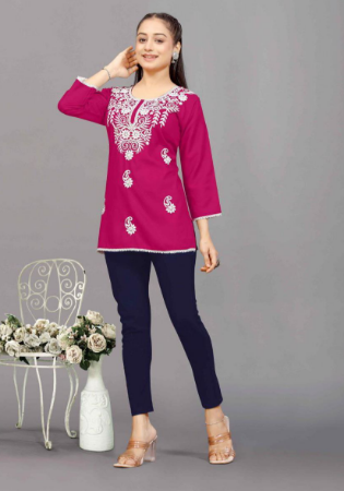 Picture of Lovely Rayon Medium Violet Red Kurtis & Tunic