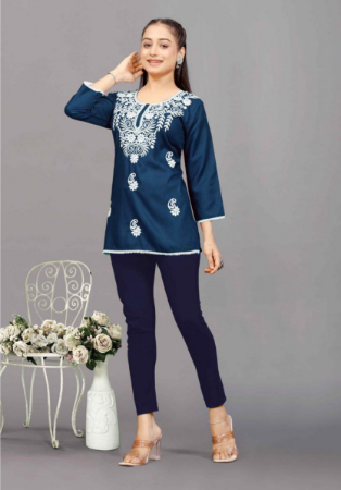 Picture of Beauteous Rayon Midnight Blue Kurtis & Tunic