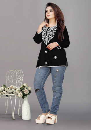 Picture of Appealing Rayon Black Kurtis & Tunic