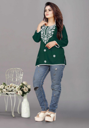 Picture of Ideal Rayon Sea Green Kurtis & Tunic