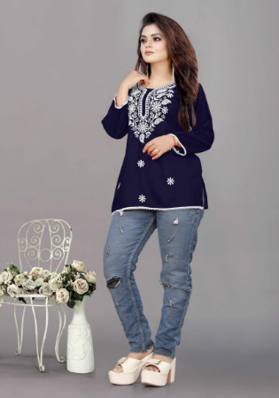 Picture of Sublime Rayon Midnight Blue Kurtis & Tunic