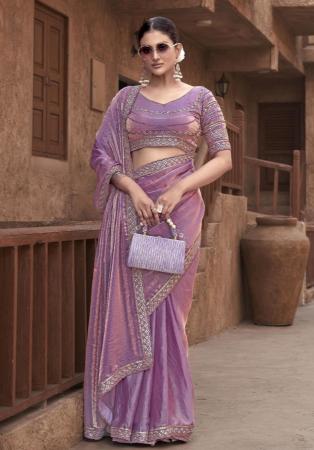 Picture of Graceful Satin & Silk Plum Saree
