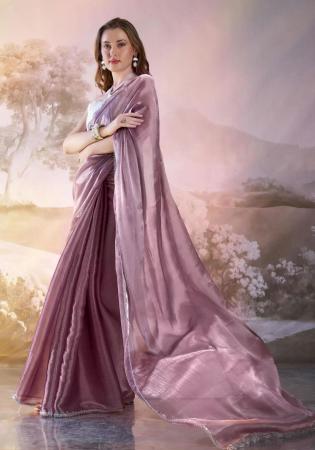 Picture of Fine Silk & Organza Rosy Brown Saree