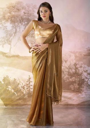 Picture of Pleasing Silk & Organza Saddle Brown Saree