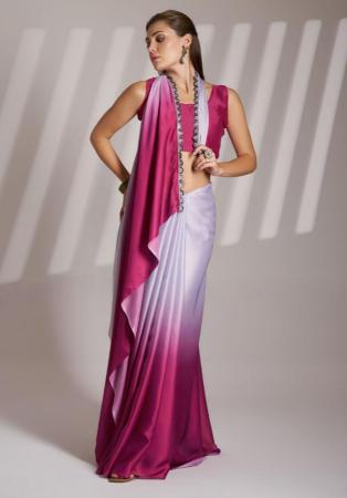 Picture of Beauteous Silk & Organza Plum Saree