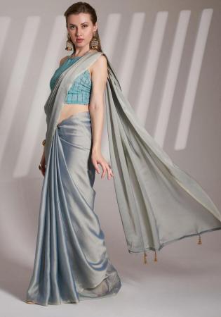 Picture of Appealing Silk & Organza Light Slate Grey Saree