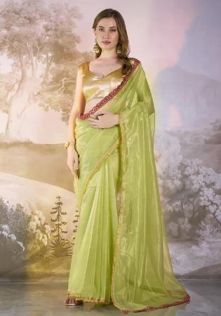 Picture of Elegant Net Dark Khaki Saree