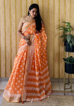 Picture of Marvelous Cotton & Linen Chocolate Saree