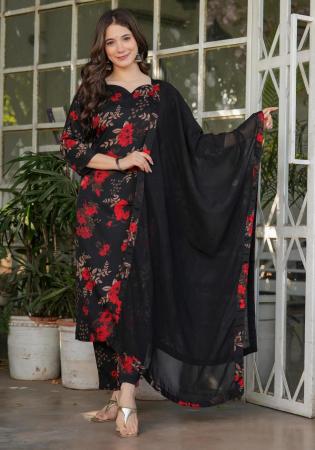 Picture of Wonderful Chiffon Black Readymade Salwar Kameez