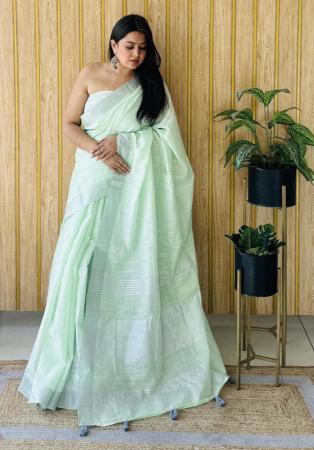 Picture of Taking Linen Dark Sea Green Saree