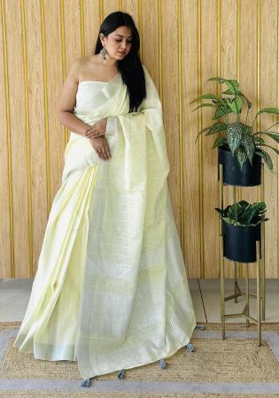 Picture of Good Looking Linen Off White Saree