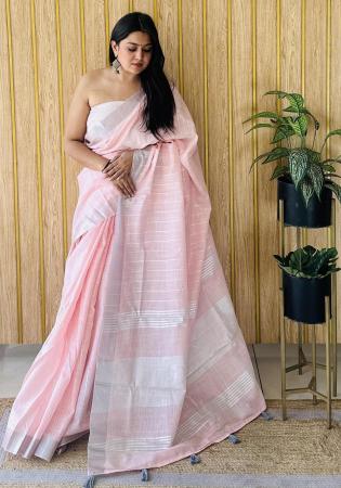 Picture of Comely Linen Pink Saree