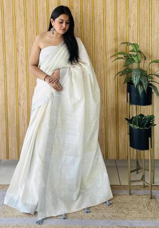 Picture of Ravishing Linen Off White Saree