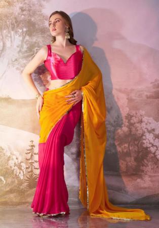 Picture of Resplendent Chiffon & Georgette Crimson Saree