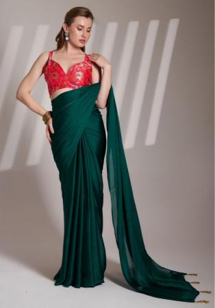 Picture of Fine Chiffon & Georgette Midnight Blue Saree
