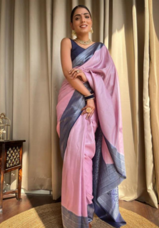 Picture of Shapely Silk Rosy Brown Saree
