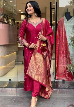 Picture of Alluring Chiffon Maroon Readymade Salwar Kameez