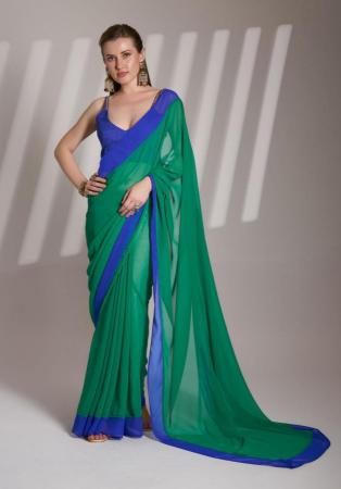 Picture of Fine Chiffon Teal Saree
