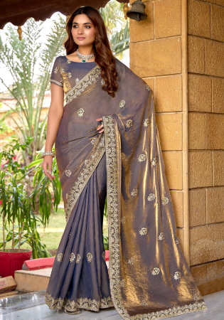 Picture of Enticing Chiffon Plum Saree