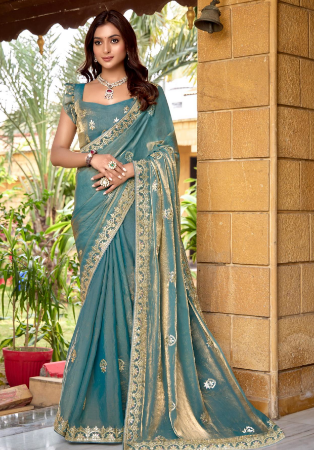 Picture of Charming Chiffon Cadet Blue Saree