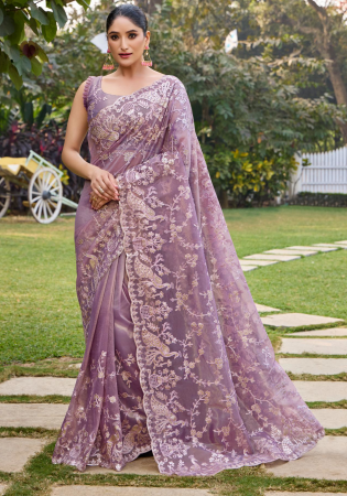Picture of Marvelous Net Dim Gray Saree