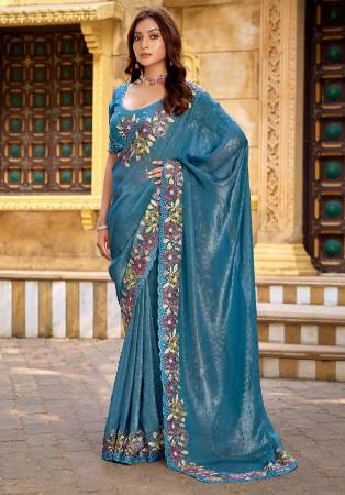 Picture of Enticing Chiffon Midnight Blue Saree