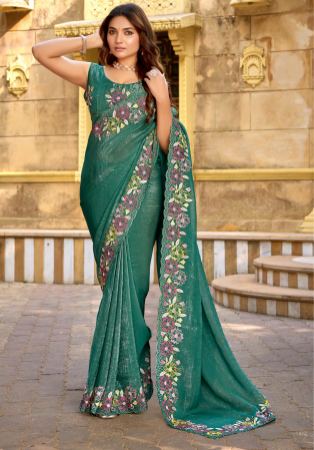 Picture of Enticing Chiffon Sea Green Saree