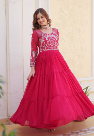 Picture of Exquisite Georgette Crimson Party Wear Gown