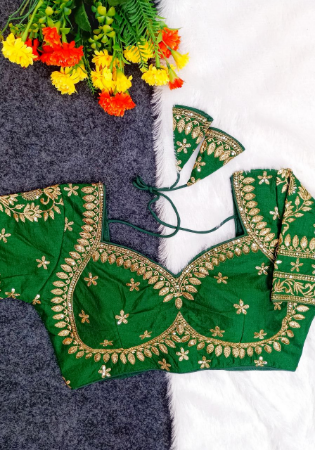 Picture of Beautiful Silk Forest Green Designer Blouse