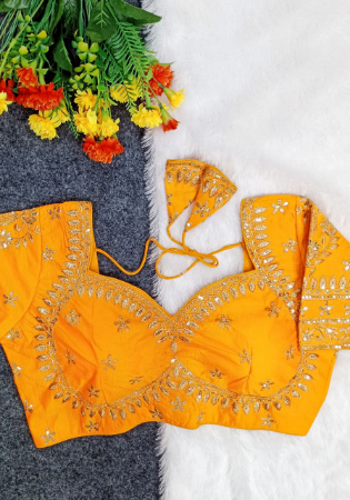 Picture of Well Formed Silk Orange Designer Blouse