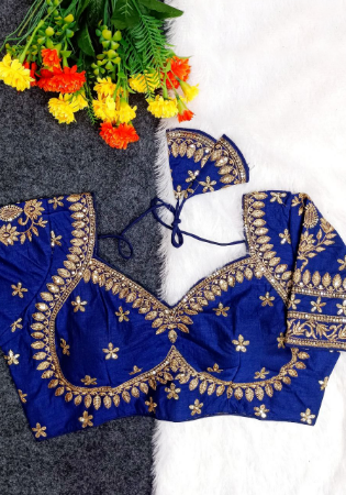 Picture of Sightly Silk Midnight Blue Designer Blouse