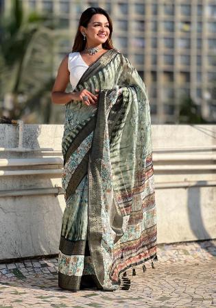 Picture of Grand Chiffon Dark Sea Green Saree