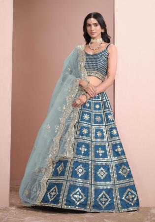 Picture of Excellent Silk Dark Slate Blue Lehenga Choli