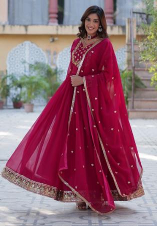 Picture of Magnificent Georgette Maroon Readymade Gown