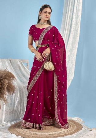 Picture of Splendid Georgette Crimson Saree