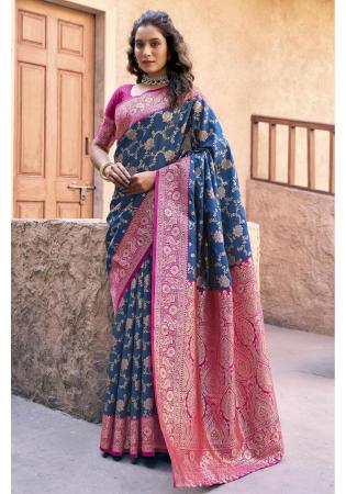 Picture of Statuesque Silk Midnight Blue Saree