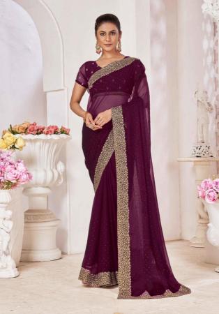 Picture of Gorgeous Chiffon Brown Saree