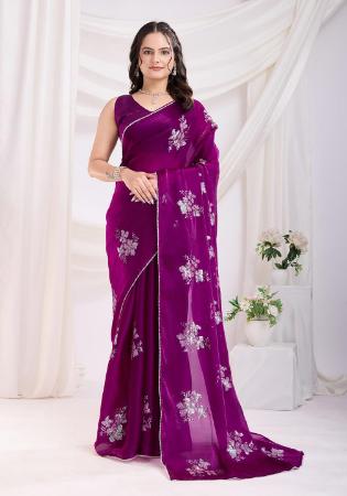 Picture of Nice Chiffon Purple Saree