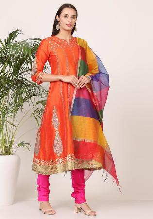 Picture of Exquisite Silk Tomato Readymade Salwar Kameez