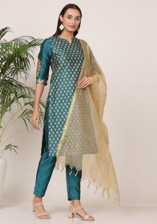 Picture of Charming Silk Sea Green Readymade Salwar Kameez