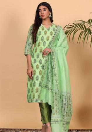 Picture of Chiffon & Silk Pale Golden Rod Readymade Salwar Kameez