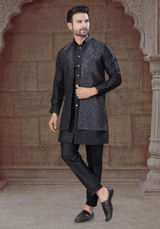 Picture of Delightful Silk Black Kurtas