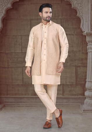 Picture of Pretty Silk Pale Golden Rod Kurtas