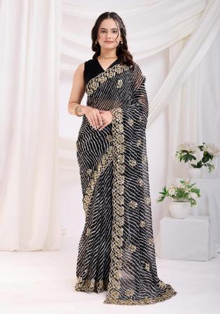 Picture of Stunning Georgette Black Saree